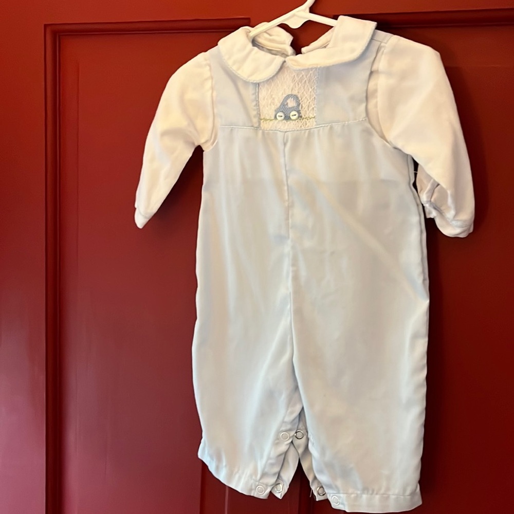 Smocked baby boy one piece 3 months